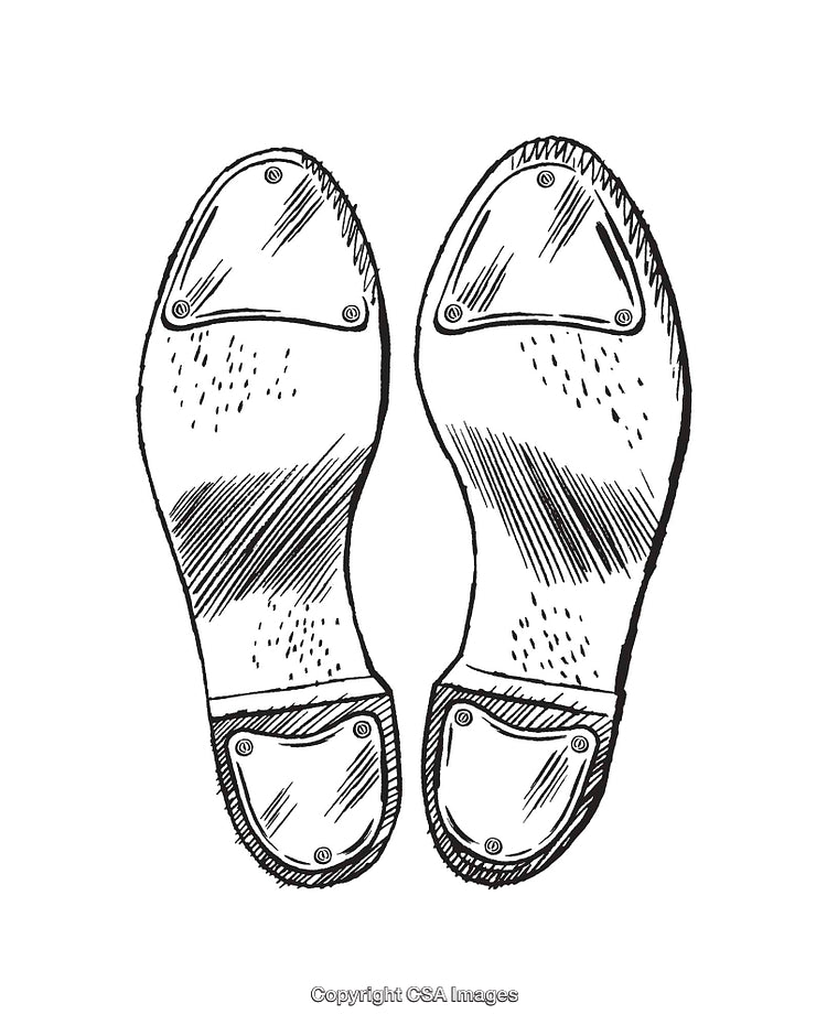 Line Art Illustration of Shoe Soles with Detailed Textures
