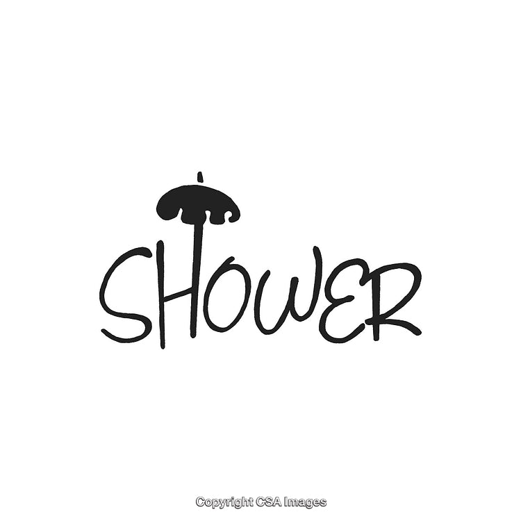 Artistic Text Illustration Featuring Shower Theme With Unique Umbrella Style