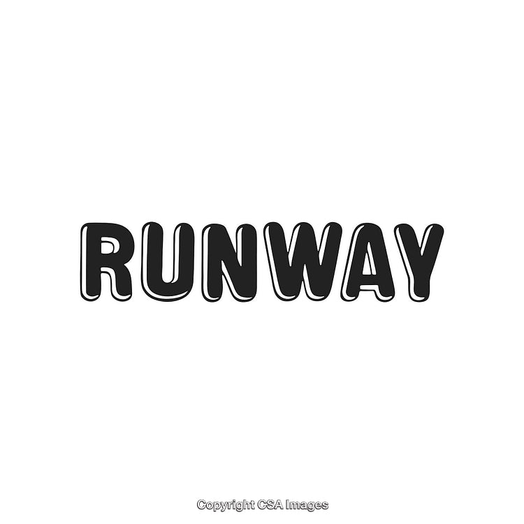 Stylized Bold Runway Text on White Background for Graphic Design Projects