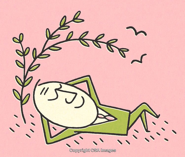 Whimsical Illustration of Relaxation on a Pink Background