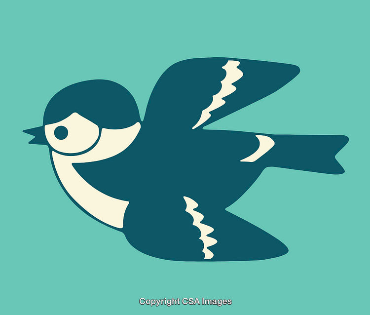 Minimalist Illustration of a Small Bird Flying on a Green Background