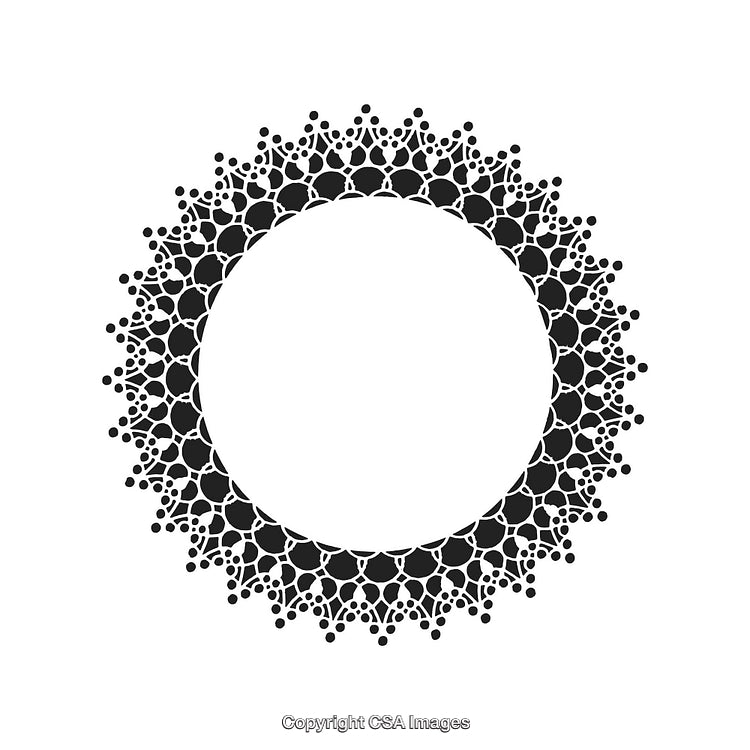 Black and White Ornamental Circular Border Line Art Design