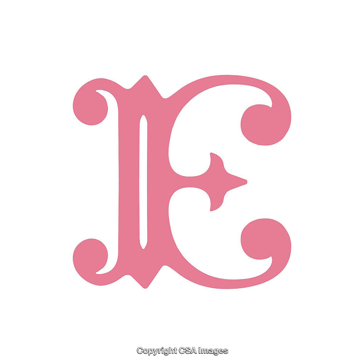 Ornate Pink Letter E on a Clean White Background