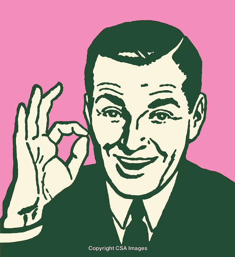 Retro Style Illustration of Man Making an OK Gesture