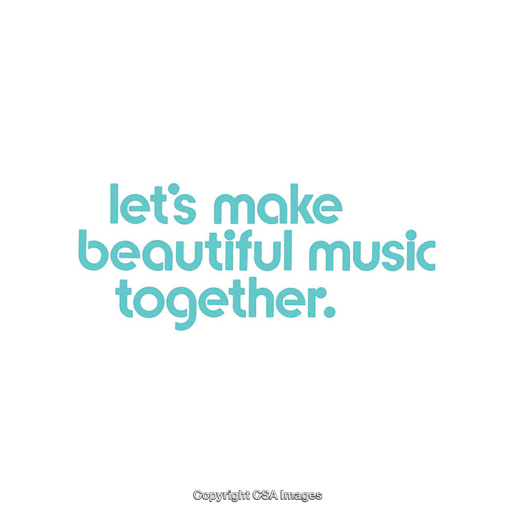 Inspirational Quote Design About Collaboration and Music in Light Blue Text