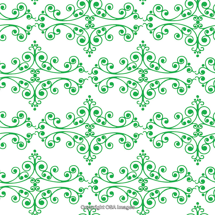 Elegant Green Decorative Pattern on White Background