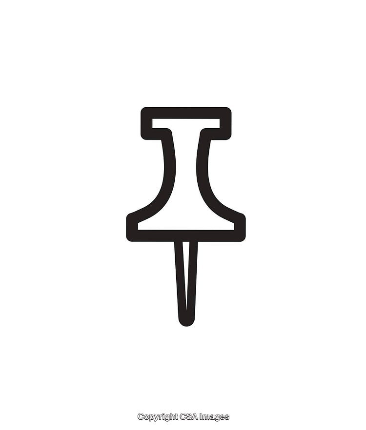 Simple Black and White Pin Icon Design on White Background