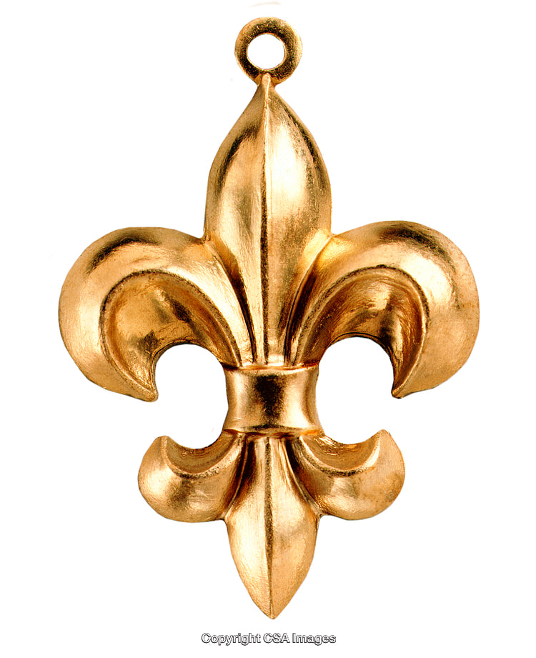 Golden Fleur-De-Lis Pendant Symbol Isolated on White Background