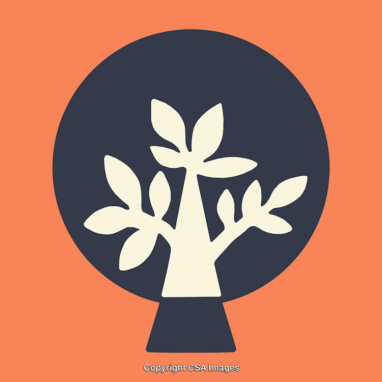 Abstract Tree Illustration with Bold Colors and Geometric Design