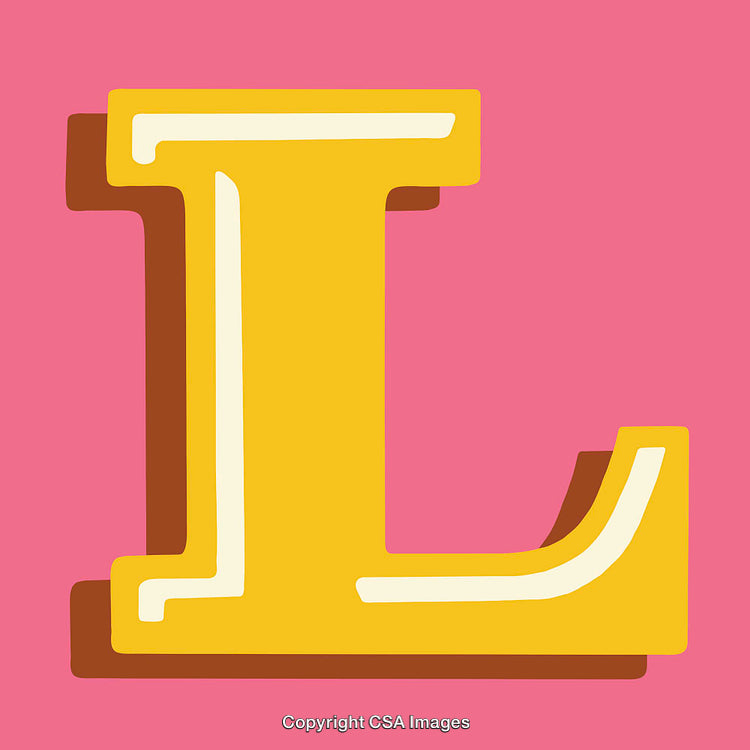 Stylized Yellow Letter L Art on Pink Background