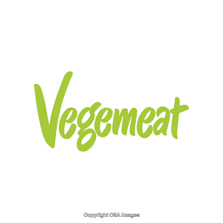 Vibrant Green Typography Featuring the Word Vegemeat on a White Background