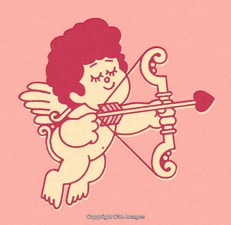 Cute Cartoon Cupid Illustration with Bow and Heart-Shaped Arrow