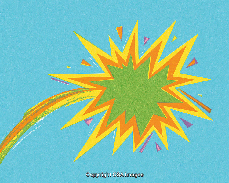 Colorful Explosion Design with Abstract Shapes and Bright Energy Burst