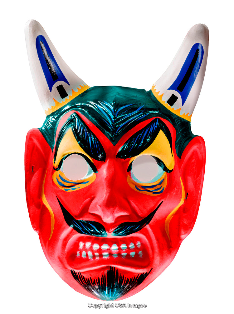 Colorful Demon Mask With Horns for Festive and Cultural Use