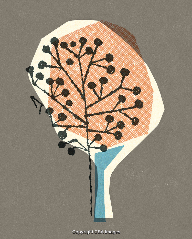 Abstract Artwork Depicting a Stylized Tree With Modern Geometric Design Elements