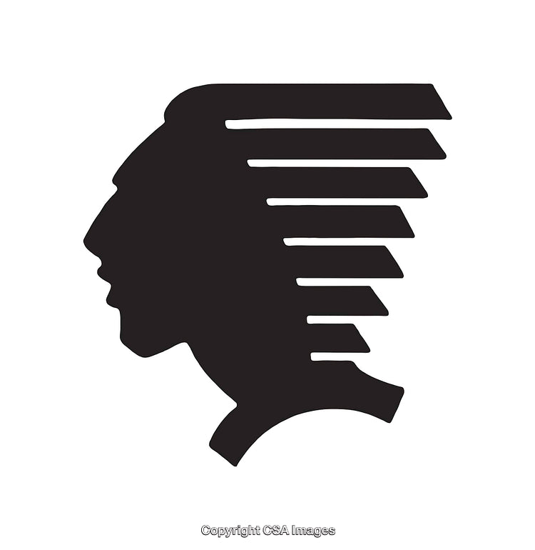 Black and White Silhouette Profile Icon with Stylized Head Design
