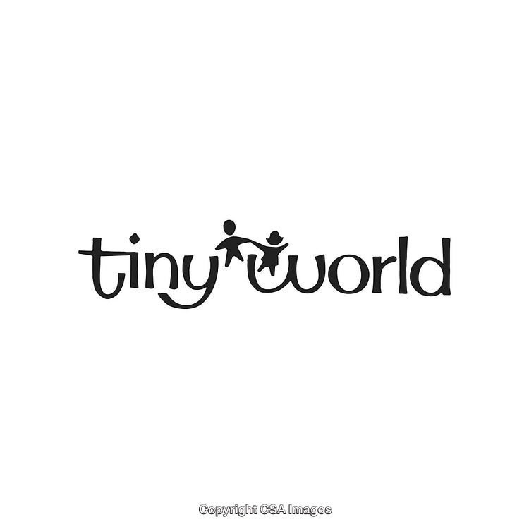 Minimalistic Black And White Logo Featuring Tiny World with Playful Characters