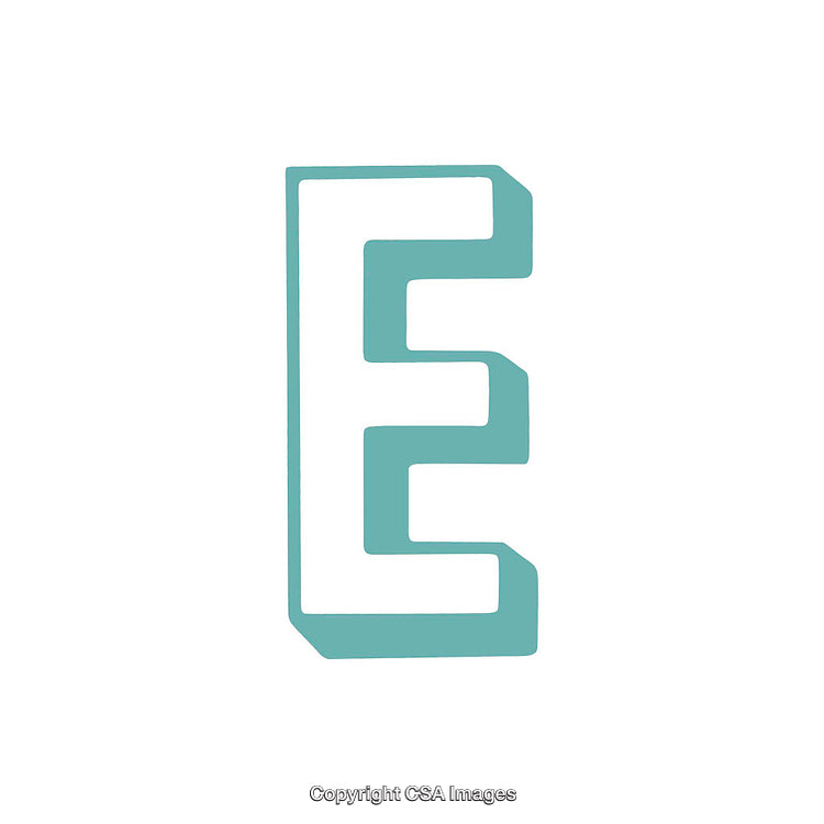 Boldly Styled Aqua Letter E on a White Background