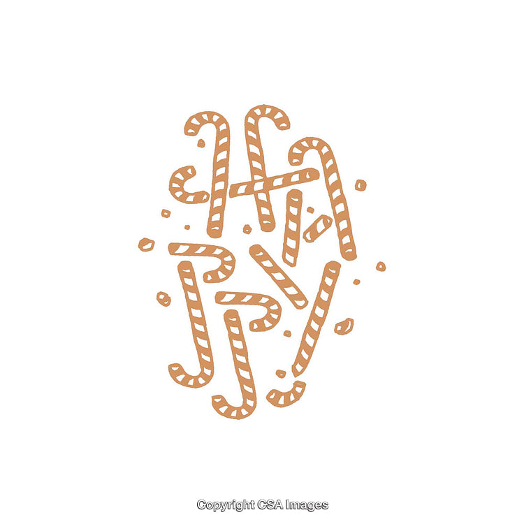 Stylized Candy Cane Letters on a Minimal White Background