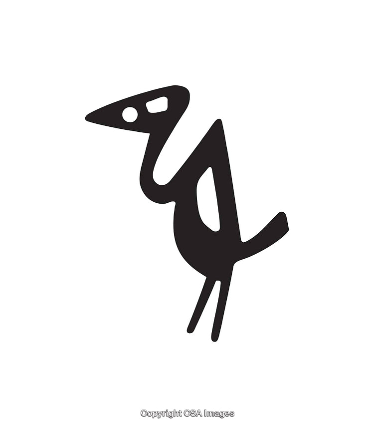 Abstract Black and White Bird Line Art Illustration Symbol