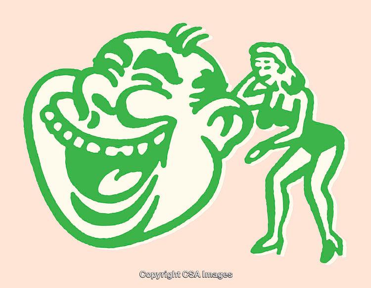Colorful Retro Style Illustration Featuring Laughter and Playful Interaction