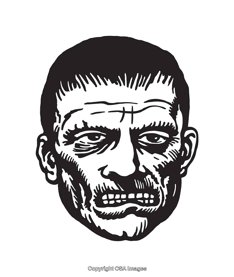 Monochrome Line Art of a Grungy Human Expression Portrait