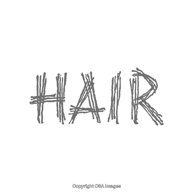 Stylized Artistic Hand-Drawn Hair Word in Monochrome Design