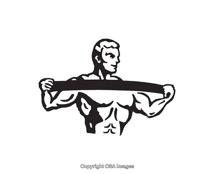 Black And White Line Art of a Muscular Man Heroic Pose