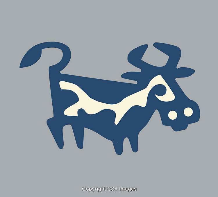 Abstract Line Art Illustration of Cow in Simplistic Color Scheme