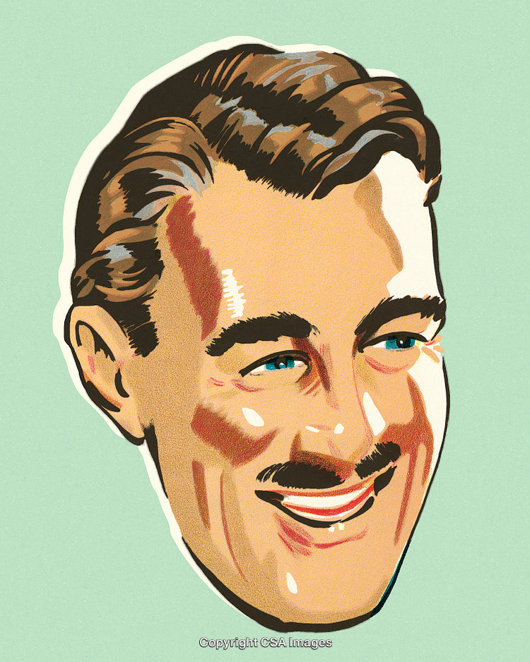 Retro Illustration of a Smiling Man with a Vintage Style