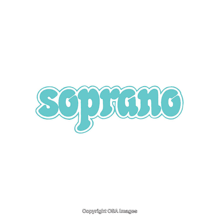 Stylized Light Blue Soprano Text in Retro Bubble Font on White