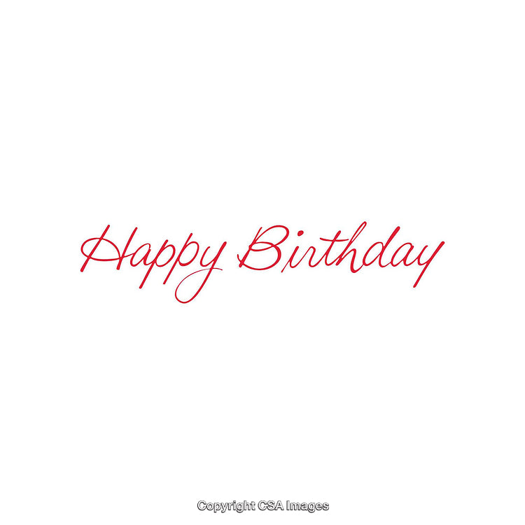 Red Happy Birthday Text on a White Background with Elegant Script Font