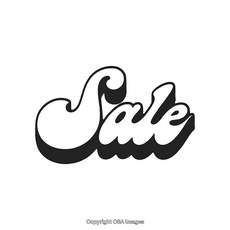 Black and White Retro Sale Typography Isolated on White Background