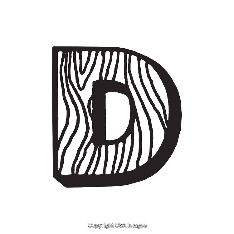 Creative Typography Featuring the Letter D With Wood Grain Texture Design