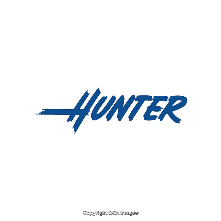 Bold Typography Artwork Featuring the Word Hunter in Blue Script Style