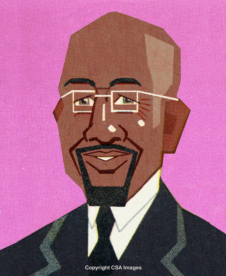 Stylized Portrait of a Person in a Business Suit with Pink Background