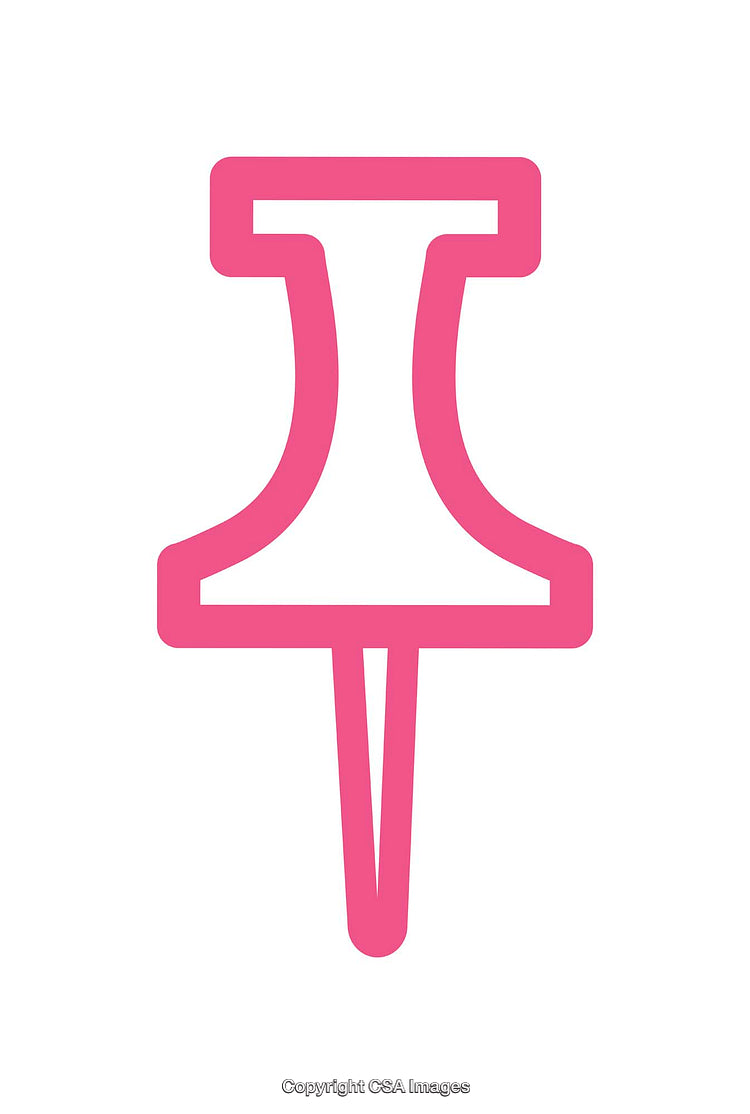 Pink Pushpin Icon Isolated on a White Background in Minimalist Style