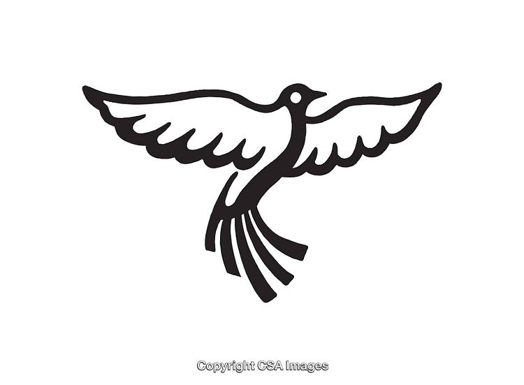Black and White Illustration of a Bird in Flight Motif