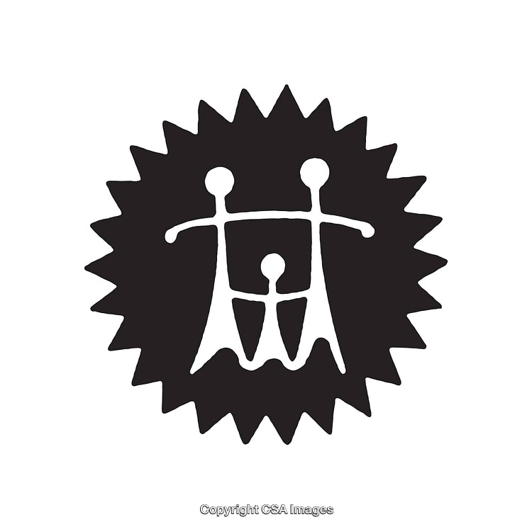 Black And White Family Icon With Abstract Geometrical Style
