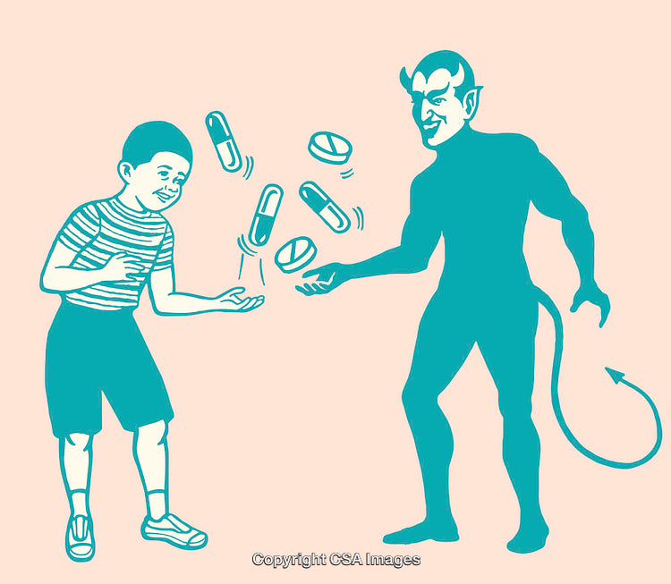 Conceptual Line Art Illustration of Temptation and Morality