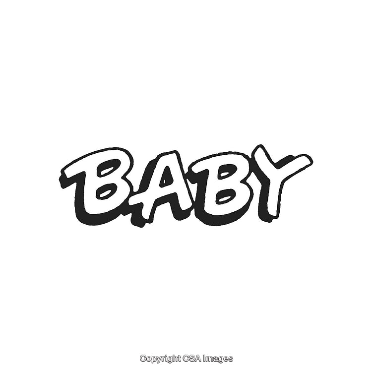 Stylized Text of the Word Baby in Black and White Design Format