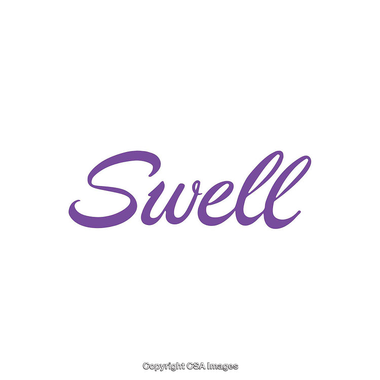 Modern Purple Script Logo with the Word Swell on White Background