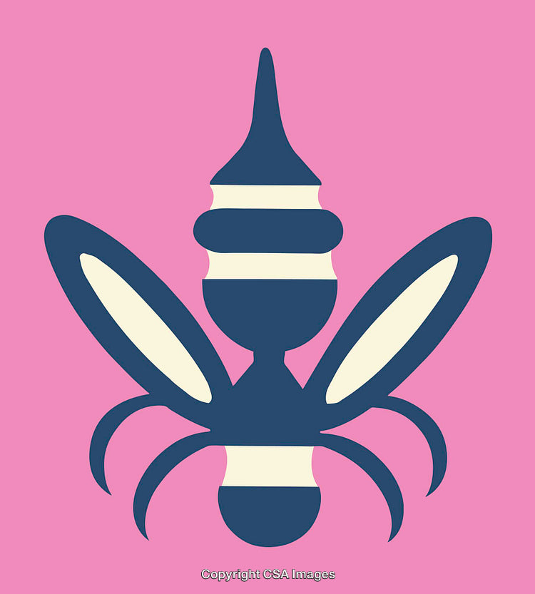 Abstract Bee Shape with Bold Lines on a Pink Background