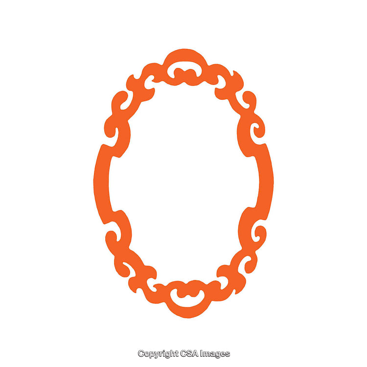 Elegant Ornate Orange Frame Design Isolated on White Background
