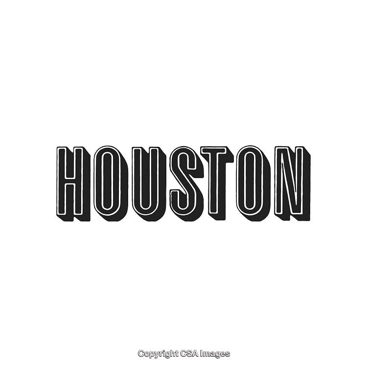 Black and White Typography Illustration Featuring the Word Houston in Bold Letters