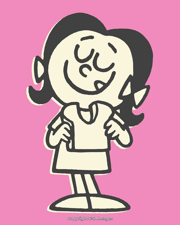 Stylized Line Art of Confident Character on Plain Background