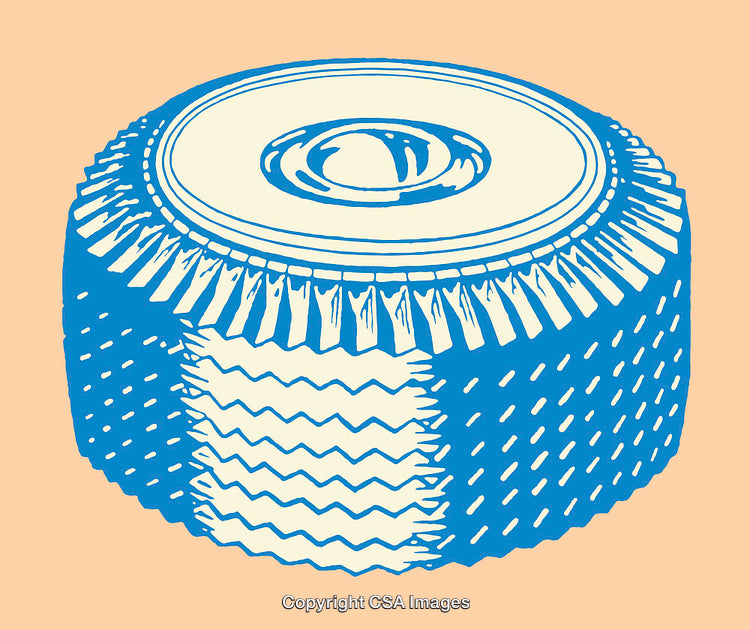 Illustration of a Blue and Beige Object with Zigzag Design