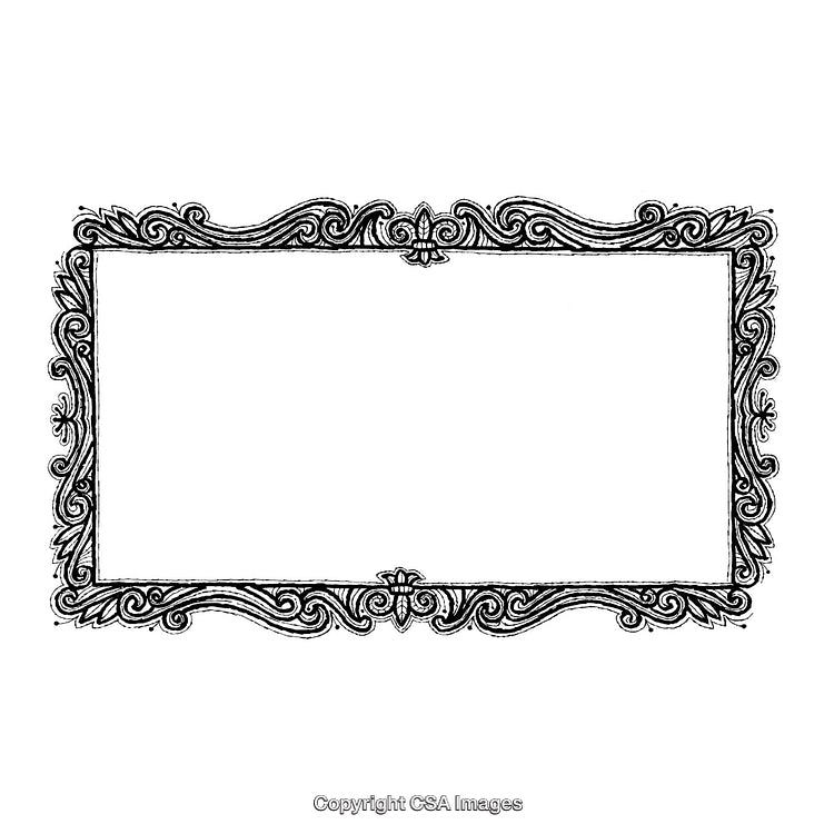 Intricate Black and White Border Illustration with Decorative Ornaments