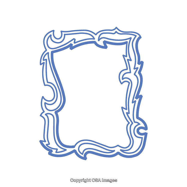 Decorative Hand-Drawn Blue Ornate Frame with Elegant Swirls