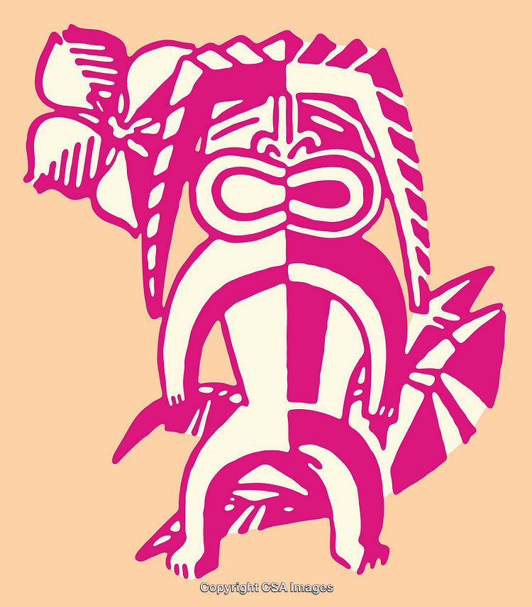 Colorful Tribal-Inspired Line Art Illustration Featuring Symmetric Design